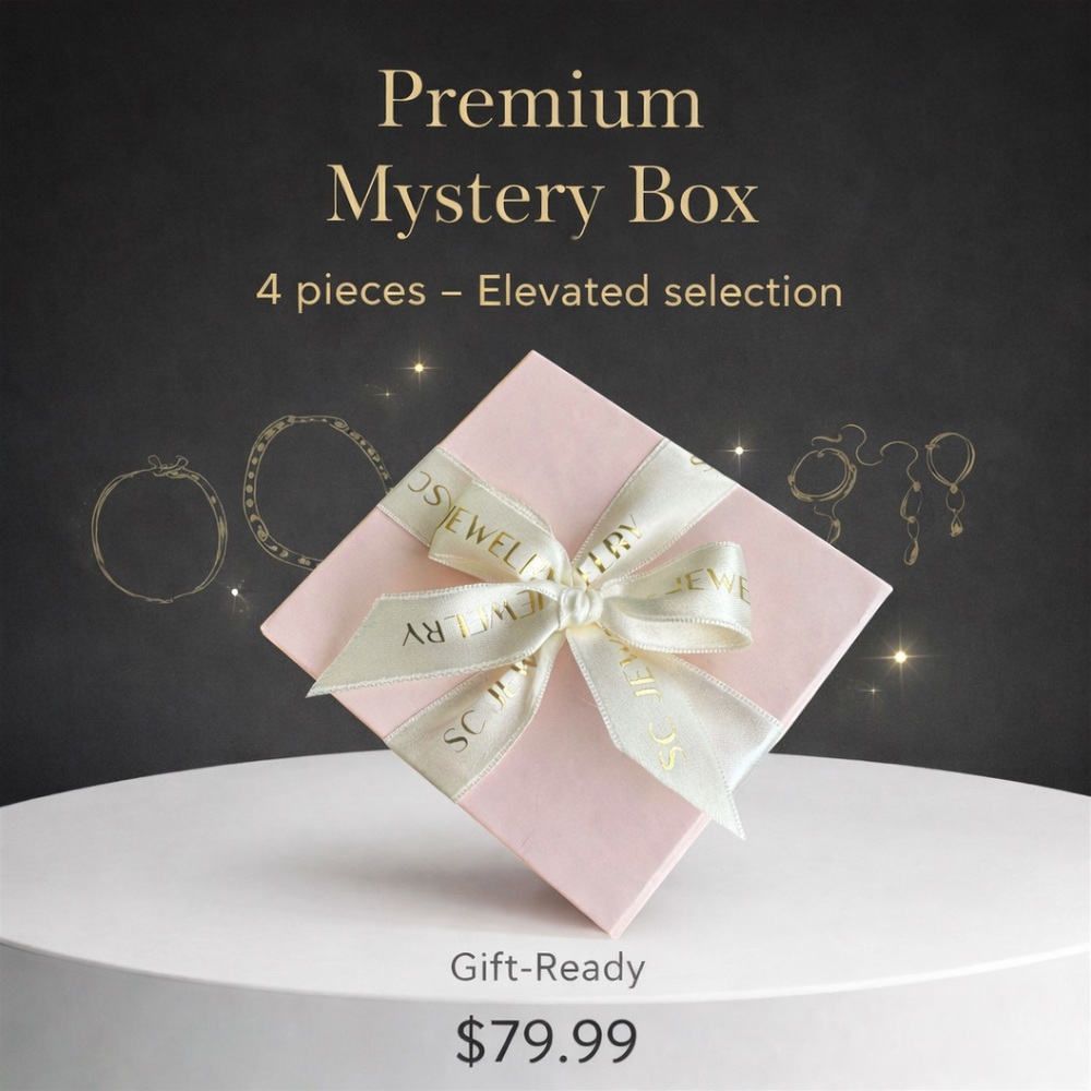 Premium Mystery Jewelry Box 4 Pieces Gift-Ready Gold Plated & Stainless Steel